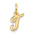 10k Yellow Gold Letter J Pendant, Script Initial Charm for Women, Polished Monogram Jewelry