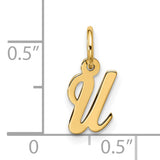 Small Script Initial U Charm Pendant in Real 10k Yellow Gold
