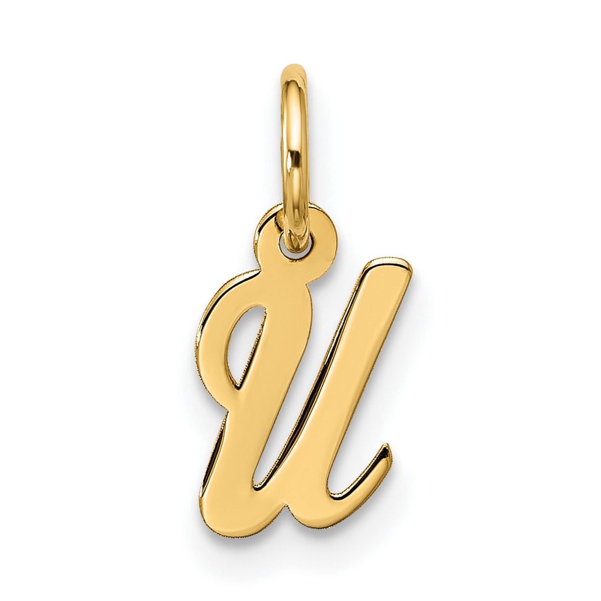 Small Script Initial U Charm Pendant in Real 10k Yellow Gold