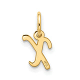 10k Yellow Gold Script Letter K Pendant Charm, Polished Cursive Initial Jewelry for Women