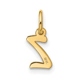 10k Yellow Gold Script Z Pendant, Polished Letter Charm, Unisex Initial Jewelry