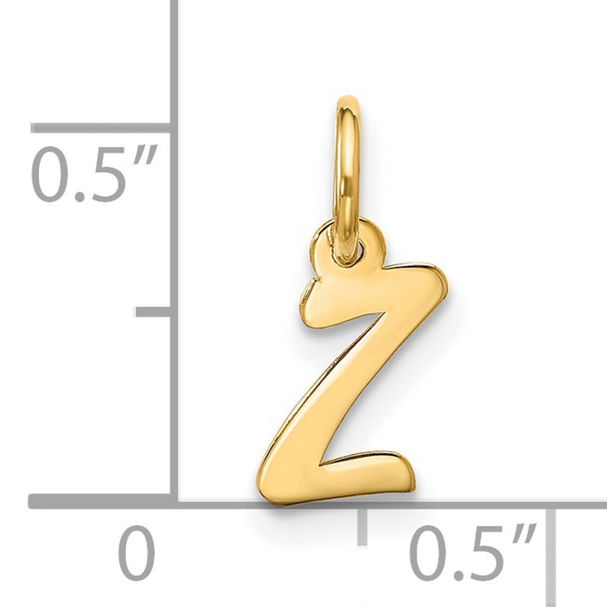 10k Yellow Gold Script Z Pendant, Polished Letter Charm, Unisex Initial Jewelry
