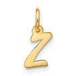 10k Yellow Gold Script Z Pendant, Polished Letter Charm, Unisex Initial Jewelry