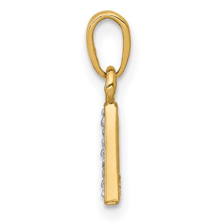 10k Multi-Tone Gold Letter A Pendant with Diamond, Rhodium Plated Monogram Charm