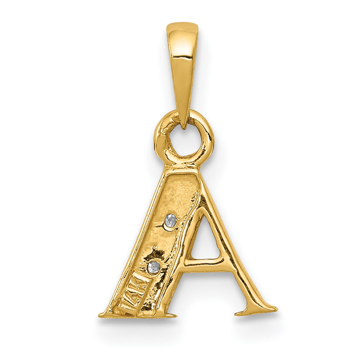 10k Multi-Tone Gold Letter A Pendant with Diamond, Rhodium Plated Monogram Charm