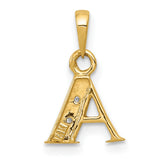 10k Multi-Tone Gold Letter A Pendant with Diamond, Rhodium Plated Monogram Charm