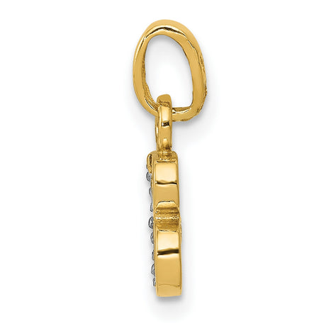 10k Yellow Gold and Rhodium B Initial Pendant with Diamond Accent, Monogram Letter Charm