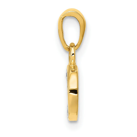 10k Multi-Tone Gold Alphabet Pendant with Diamond Accents, Letter D Charm