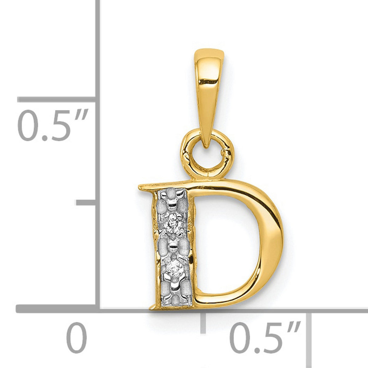 10k Multi-Tone Gold Alphabet Pendant with Diamond Accents, Letter D Charm