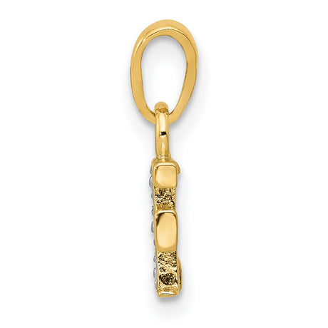 10k Multi-Tone Gold Initial F Pendant with Diamond Accent, Script Letter Charm for Women