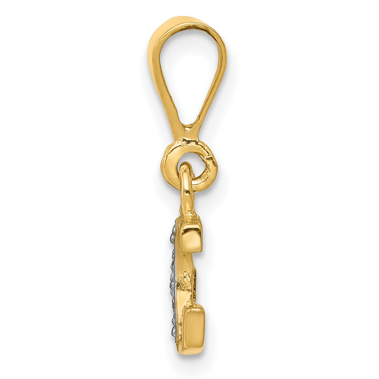 10k Multi-Tone Gold Letter G Pendant with Diamond Accents, Rhodium Plated Initial Charm