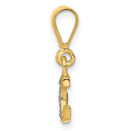 10k Multi-Tone Gold Letter G Pendant with Diamond Accents, Rhodium Plated Initial Charm