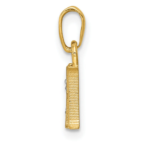 10k Multi-Tone Gold Letter H Pendant with Diamond, Textured Rhodium Accent, Unisex Design