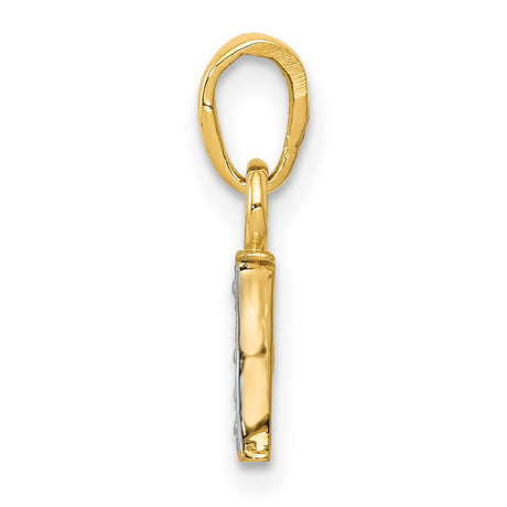 10k Multi-Tone Gold Pendant with Diamond Accent, Rhodium Plated Initial I Charm