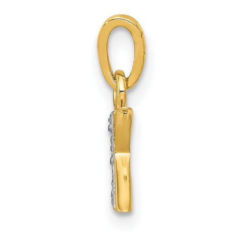 10k Multi-Tone Gold Initial K Pendant with Diamond Cut Detailing, Monogram Letter Charm