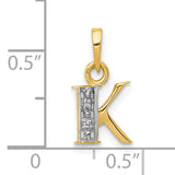 10k Multi-Tone Gold Initial K Pendant with Diamond Cut Detailing, Monogram Letter Charm
