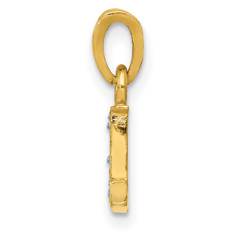 10k Multi-Tone Gold Letter L Pendant with Diamond, Textured Monogram Charm