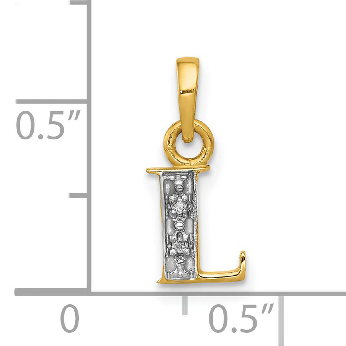 10k Multi-Tone Gold Letter L Pendant with Diamond, Textured Monogram Charm