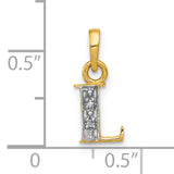 10k Multi-Tone Gold Letter L Pendant with Diamond, Textured Monogram Charm