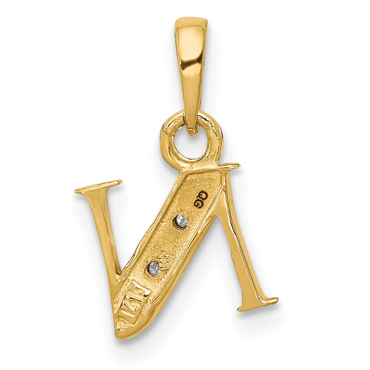 10k Multi-Tone Gold Initial N Pendant with Diamond Cut Accents, Textured Letter Charm