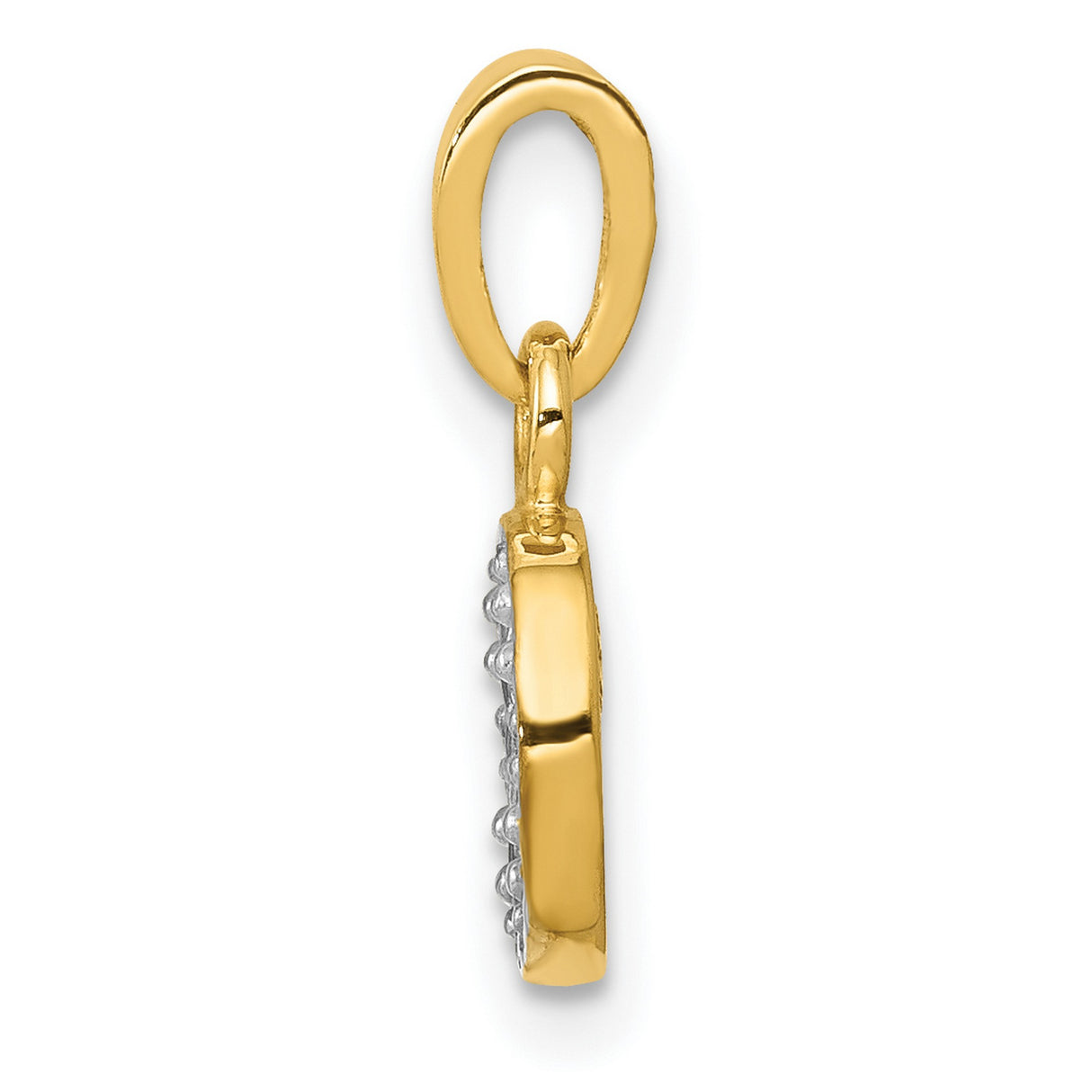 10k Multi-Tone Gold Letter O Pendant Charm with Diamond Accent, Alphabet Style for Women or Unisex
