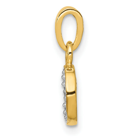 10k Multi-Tone Gold Letter O Pendant Charm with Diamond Accent, Alphabet Style for Women or Unisex