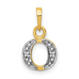 10k Multi-Tone Gold Letter O Pendant Charm with Diamond Accent, Alphabet Style for Women or Unisex