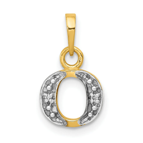 10k Multi-Tone Gold Letter O Pendant Charm with Diamond Accent, Alphabet Style for Women or Unisex