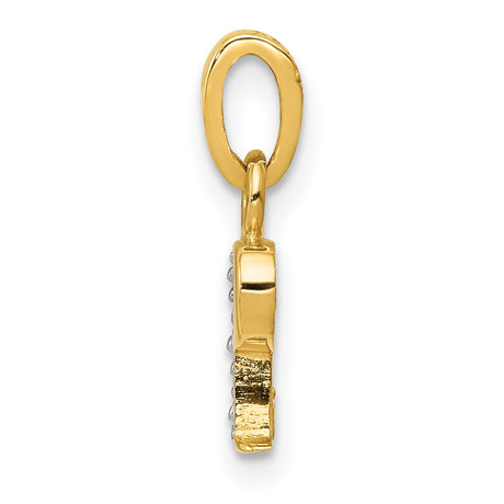 10k Multi-Tone Gold Initial P Pendant with Diamond and Textured Rhodium Accent