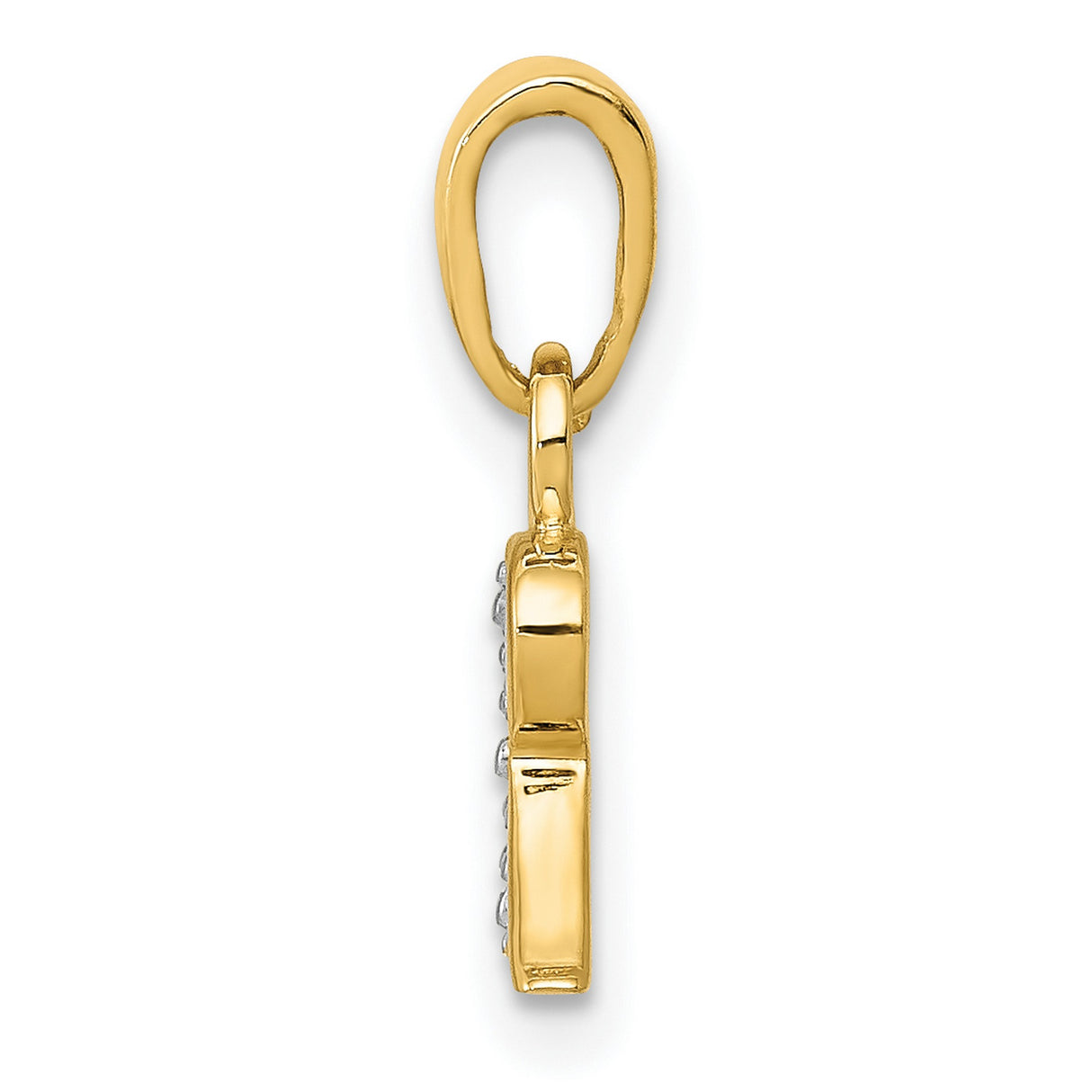 10k Multi-Tone Gold Pendant with Diamond, Letter R Initial Charm, Rhodium Accents