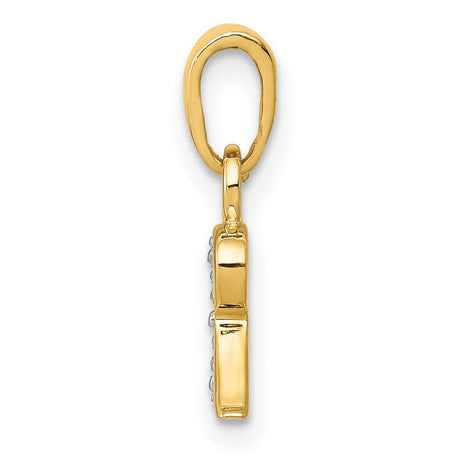 10k Multi-Tone Gold Pendant with Diamond, Letter R Initial Charm, Rhodium Accents