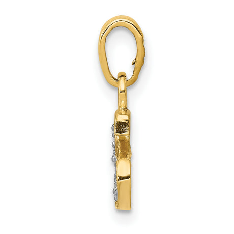 10k Multi-Tone Gold Letter S Pendant Charm with Diamond and Rhodium Accent