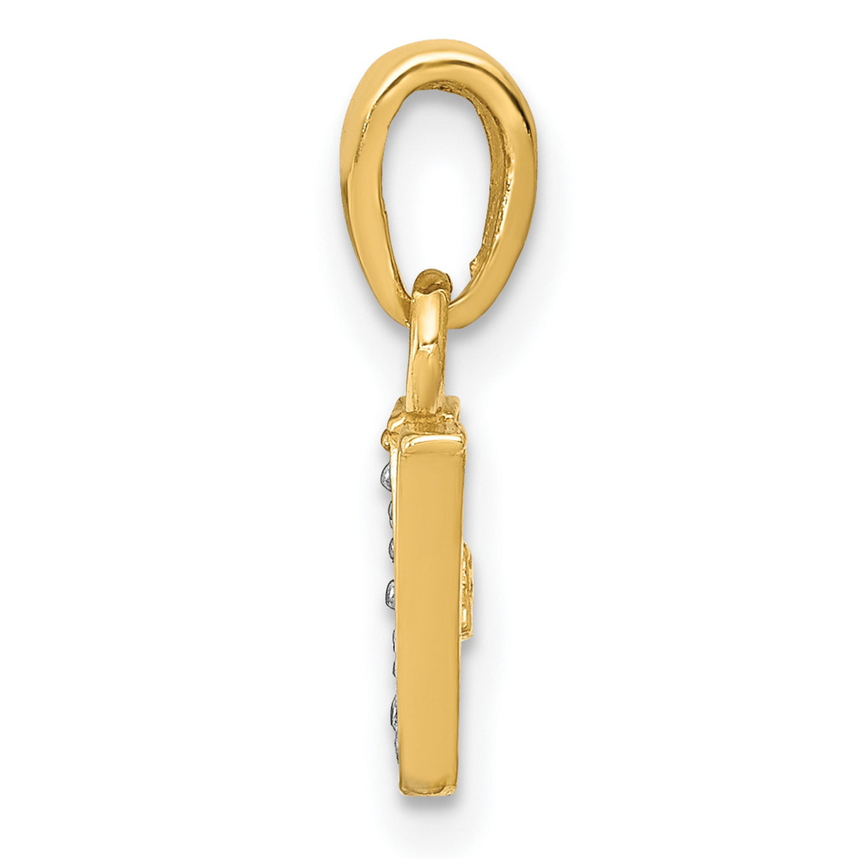 10k Multi-Tone Gold Pendant with Diamond, Letter V Initial Design