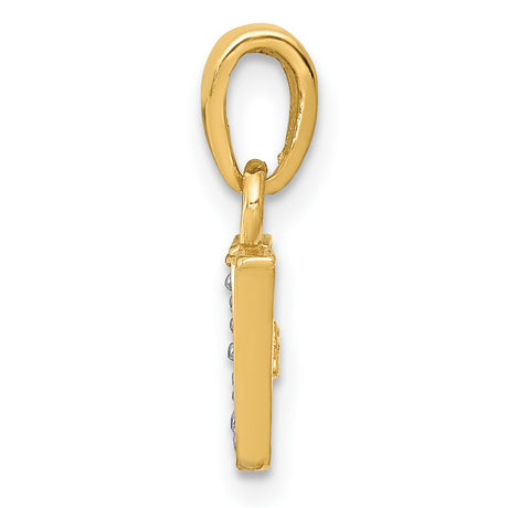10k Multi-Tone Gold Pendant with Diamond, Letter V Initial Design