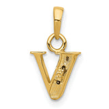 10k Multi-Tone Gold Pendant with Diamond, Letter V Initial Design