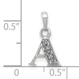 Diamond Initial A Charm Pendant in Real 10k White Gold