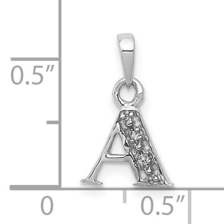 Diamond Initial A Charm Pendant in Real 10k White Gold