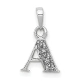 Diamond Initial A Charm Pendant in Real 10k White Gold