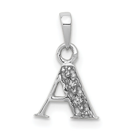 Diamond Initial A Charm Pendant in Real 10k White Gold