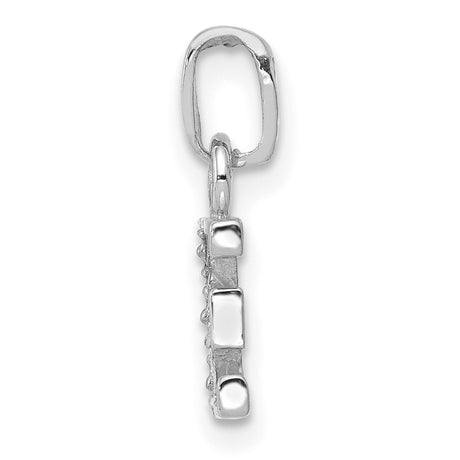 10k White Gold Initial E Pendant with Textured and Polished Finish, Letter Charm for Women