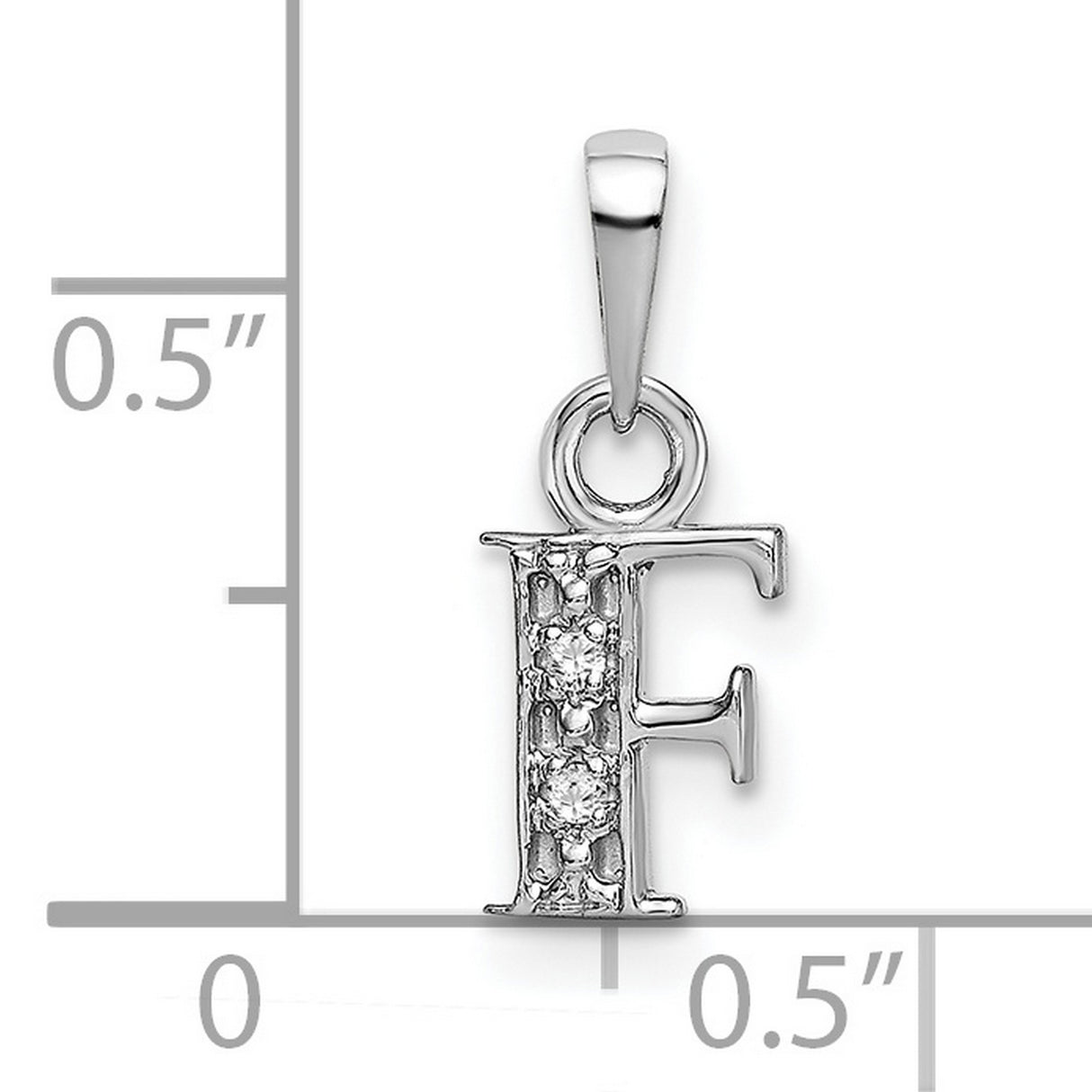 Initial F Charm Pendant with Diamond Accents in Real 10k White Gold