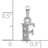 Initial F Charm Pendant with Diamond Accents in Real 10k White Gold