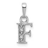 Initial F Charm Pendant in Real 10k White Gold