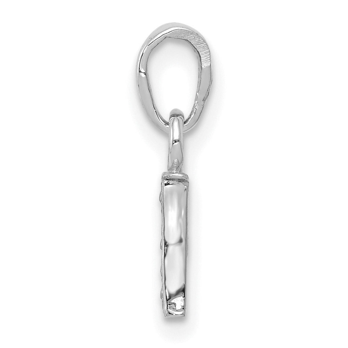 10k White Gold Letter I Pendant with Accent Diamonds, Alphabet Monogram Charm