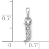 10k White Gold Initial J Pendant with Diamond Accent, Letter Charm Jewelry