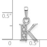 Initial K Charm Pendant in Real 10k White Gold