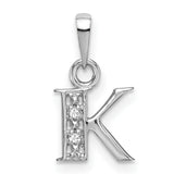 Initial K Charm Pendant in Real 10k White Gold
