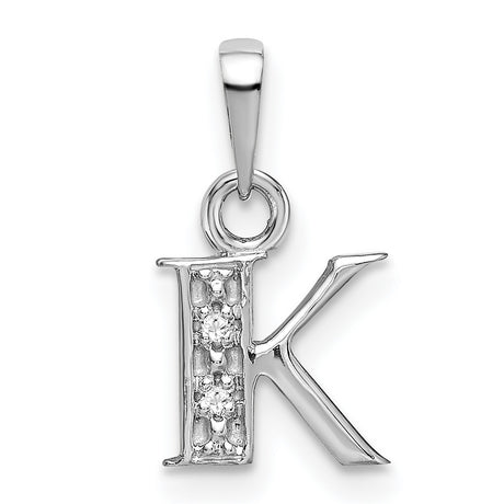 Initial K Charm Pendant in Real 10k White Gold