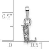 Initial L Charm Pendant in Real 10k White Gold