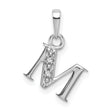 10k White Gold M Pendant with Diamond Cut Detailing, Letter Charm Jewelry for Women